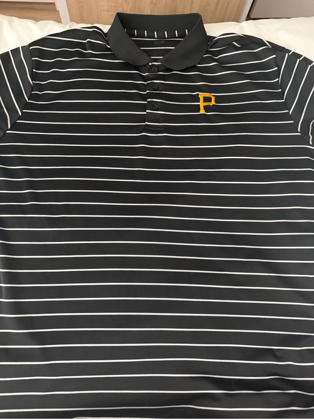 Pirates black and white striped polo XXL